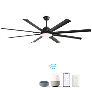 Ventilatore da Soffitto LED Moderno Nero da 72 Pollici con Motore DC e Telecomando Intelligente, 6 Velocità del Vento per Soggiorno - Product Image 1
