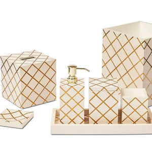 Handcrafted Bone Inlay <b>Bathroom</b> <b>Accessory</b> <b>Set</b> Luxury Handmade Washroom Decor - Product Image 5