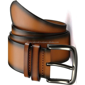 Ceinture décontractée en cuir pour homme, simple, en cuir pleine fleur, finition bronzée, ceintures et accessoires unisexes - Product Image 4