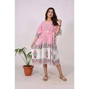 Vestido Kaftán Tie-Dye Emerald Breeze ODM, Maxi de Otoño, 100% Algodón, Silueta Holgada Informal - Product Image 4