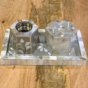 Brûleur Bakhoor moderne fabriqué à la main avec incrustation de nacre idéal pour la décoration de mariage arabe Eid Ramadan - Product Image 5