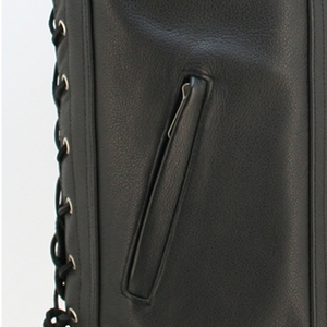 Gilet en cuir pour motard de qualité supérieure avec fermeture à pression sur le devant et détails de lacets latéraux - Product Image 5
