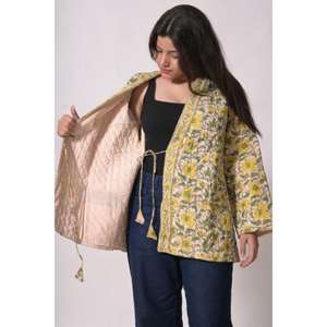 Lavinas - Kimono de Algodón Estampado Floral Hecho a Mano, Ecológico, de Secado Rápido, Estilo Bata de Baño para Mujer, Largo Regular, Invierno - Product Image 1