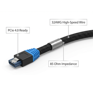 Cable de Conexión Interna para Servidor SlimSAS 8654 4i, Blindaje Trenzado, Cobre Plateado 32AWG, Impedancia de 85 Ohmios, Compatible con PCIe 4.0 - Product Image 6