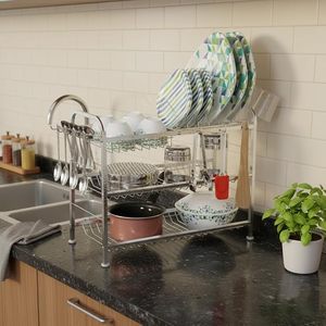 Escurridor de Platos Metálico de Tres Niveles con Porta Cubiertos y Soporte para Tazas, Organizador de Cocina - Product Image 3