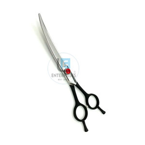 Anti Slip Grip Premium Quality Curved Stainless Steel Manual Pet Grooming <b>Scissors</b> Best Selling - Product Image 3