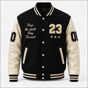 Custom Breathable Finished Varsity <b>Jacket</b> Black for Embroidered 23 <b>Stars</b> Letterman Men's Casual Spring Streetwear - Product Image 1