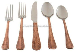 Silver Hammered Handle Cutlery Set Stainless Steel Spoon Fork <b>Knife</b> Tableware Wholesale Custom Fine Dining Kitchen Decors Items - Product Image 2
