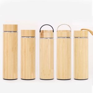 Termo de Bambú 100% Natural, Ecológico, de Acero Inoxidable, Doble Pared, Aislado al Vacío, Antiderrames, Libre de BPA, Mantiene la Temperatura de 12 a 24 Horas - Product Image 1