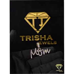 Pendentif personnalisé « MAMAN » en argent sterling 925, diamant moissanite véritable, style hip-hop glacé, bijoux de luxe par Trisha Jewels - Product Image 1