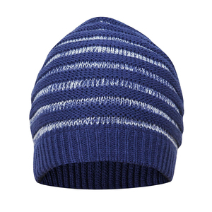 Unisex Blue Striped Beanie <b>Hat</b> 100% Acrylic Computer Knitted Winter <b>Cap</b> Casual Outdoor Adult Size 56-58CM - Product Image 1