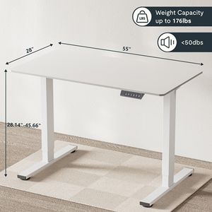 Scrivania Elettrica Regolabile in Altezza con Telaio Bianco, Postazione di Lavoro per Casa e Ufficio, Scrivania Sit-Stand - Product Image 4