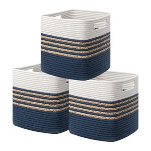 Nuevo Juego de Cestas de Almacenamiento Hechas a Mano de Jacinto de Agua con Rayas Azules, Solución Ecológica para el Hogar, Venta al Por Mayor - Product Image 1