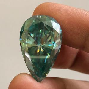 Moissanita suelta de 27 quilates (1 pieza) en forma de pera, diamante de moissanita verde, anillo de compromiso hecho a mano, colgante - Product Image 2