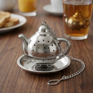 Infuseur à thé moderne en forme de bouilloire antique à bas prix avec poignée en chaîne, idéal pour les coffrets cadeaux, la maison et l'hôtellerie - Product Image 4
