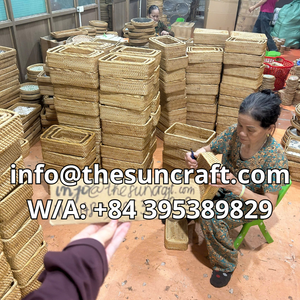 Elegant <b>Woven</b> Rattan Tray Wooden Serving Base for Tea Coffee Snacks Eco Conscious Kitchen Dining Room Ware - Product Image 6