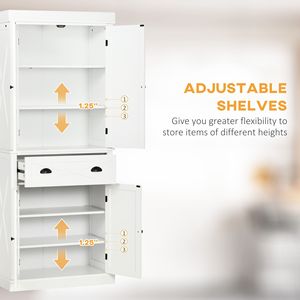 Moderno Armadio Dispensa da Cucina Indipendente con 4 Ante e 6 Ripiani - Bianco, Mobili per la Casa, Ante in MDF e Truciolato - Product Image 5