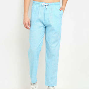 กางเกงกีฬาผ้าฝ้ายสีฟ้าอ่อนพรีเมียมสำหรับผู้ชาย ระบายอากาศได้ดี มีกระเป๋าข้าง ทรงลำลอง ใส่สบาย เหมาะสำหรับฤดูร้อน เอวยางยืด - Product Image 6