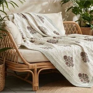 Premium Cotton Sanganer Kantha Queen Size <b>Throws</b> Hand Block Printed <b>Large</b> Width Handmade Indian Quilts Bedrooms Bedding Decor - Product Image 5