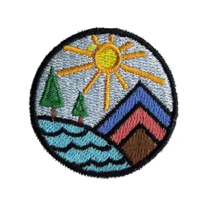 Parche Bordado Circular con Diseño de Montaña, Bosque, Sol, Luna y Estrellas, Termoadhesivo, para Regalos - Product Image 2