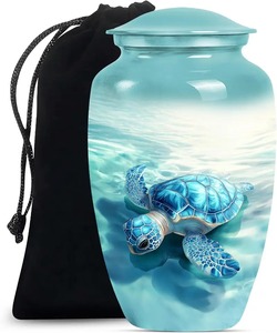 Urne funéraire en forme de tortue de mer noire pour cendres humaines, design corail océanique coloré, grande urne en aluminium de 200 cm³ avec sac gratuit - Product Image 6