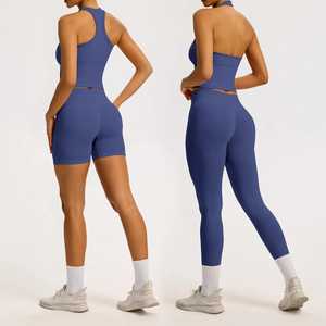 Ensemble de yoga personnalisé avec logo pour femmes, leggings taille haute, soutien-gorge de sport push-up, séchage rapide, respirant, vêtements de sport actifs pour la salle de sport - Product Image 2