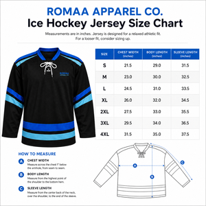 Camiseta de hockey sobre hielo para hombre, personalizada por sublimación, en negro, azul real y azul cielo, con cuello con cordones y número de nombre personalizado - Product Image 4
