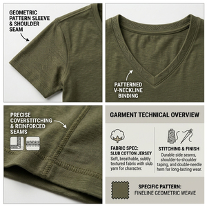 T-shirt pour femme à col en V, double couture de qualité industrielle, uni, avec logo de marque personnalisé imprimé, vêtements de sport pour femmes - Product Image 6