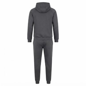 New Arrivals Custom Logo Men's Dark Gray Hooded Fleece Tracksuit Casual Solid Color Sweatshirts and Sweatpants Sets Autumn Wear - Product Image 2