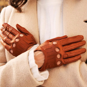 Gants pour hommes en cuir de chèvre, gants de conduite et d'équitation, à doigts entiers, non doublés, antidérapants, en cuir véritable - Product Image 5