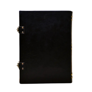 Carnet de notes vintage en cuir miniature avec cinq pierres ovales en relief, fermoir en laiton, papier fait main à bords festonnés, cadeau personnalisé du Rajasthan - Product Image 3
