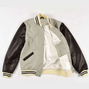 Custom Baseball Jacket Wool and Leather Sleeves in Black for Men / American Football Jacket - Product Image 4