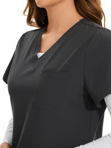 High Quality Woven Nurse Scrubs Uniform <b>Sets</b> Stand Collar Short Sleeve Customized Colors & Logos 2-Piece Unisex Hospital Use - Product Image 5