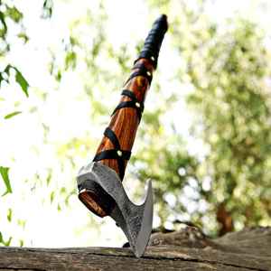 Custom Handmade Groomsmen Gift Forged Viking Splitting <b>Axe</b> with Rosewood <b>Handle</b> and Leather Cover High Carbon Steel - Product Image 2