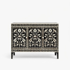Table de chevet artisanale traditionnelle indienne avec incrustations en os, motif floral, commode à 3 tiroirs, meuble d'appoint pour chambre à coucher, prix bas - Product Image 6
