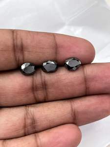 Diamant noir naturel chauffé, certifié, taille ovale facettée 7x9 8x10 mm, calibré, provenant d'Afrique, pour la fabrication de bijoux - Product Image 2