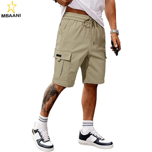 Shorts cargo décontractés pour hommes, extensibles, avec cordon de serrage, taille élastique, short de travail d'été avec plusieurs poches - Product Image 1