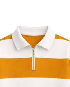 Sudadera Personalizada con Cierre de Cremallera, Rayas Amarillas y Blancas, Cuello Camisero, para Hombre, Estilo Casual, Fabricante OEM - Product Image 6