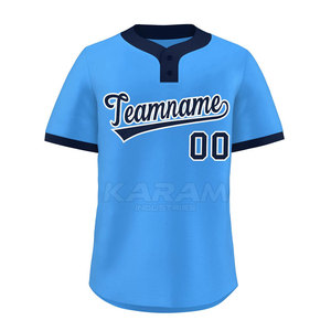 Maillot de baseball personnalisé de haute qualité à deux boutons, manches courtes, séchage rapide, respirant, unisexe, adulte, service OEM, vente en gros, vêtements de sport - Product Image 2