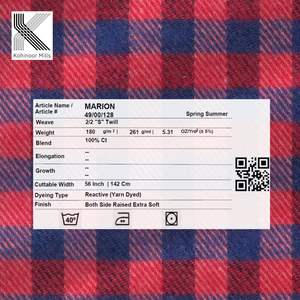 Tissu en flanelle de coton pur de haute qualité, tissé doux, pour chemises et surchemises décontractées en coton teint en fil - Product Image 4