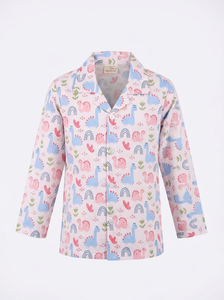 Conjunto de Pijama de Manga Larga para Bebé, en Tela de Algodón Rosa con Estampado de Frutas, Cuello Camisero, Suave, Transpirable y sin Etiquetas - Product Image 1