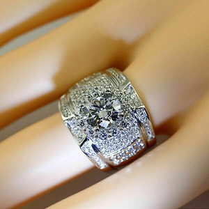 Bague de Mariage Halo pour Homme, Sertie Pavé, Coupe Hip Hop, Moissanite Large, Bague de Fiançailles, pour Soirée, en Argent Sterling 925 Rhodié, Cadeau - Product Image 1