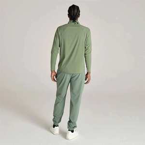 Men's Dark Green Golf Quarter-Zip Long Sleeve Knitted Polyester Shirt <b>Sweat</b>-Wicking Breathable Quick Dry Sporty <b>Top</b> - Product Image 6
