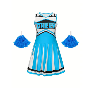 Uniformes de Animadoras Personalizados con Logotipo Frontal Impreso por Transferencia Térmica, Conjuntos Premium para Niñas y Adultas, para Equipos y Competiciones, Colores, Tops y Shorts, 100% - Product Image 1