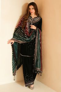 Robes de soirée pakistanaises élégantes brodées, ensemble 3 pièces, tailles et couleurs personnalisées, mode traditionnelle - Product Image 5