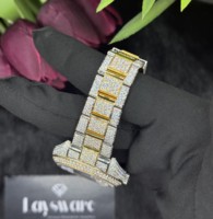 Jam Tangan Mewah Sport Charm Moissanite Diamond 20mm Baja Tahan Karat Analog Kaca Gerakan Mekanis Otomatis Tahan Air 3BAR