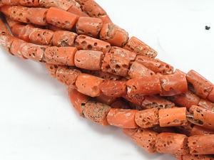 Italian Red Coral Tube Beads 8 Inch Strand 9-10mm Smooth <b>Drum</b> Cylinders 100% Natural Stone for Jewelry Making - Product Image 2