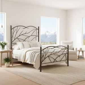 Lit en fer forgé artisanal d'inspiration naturelle haut de gamme avec un design de branches fluides, cadre de lit en métal artistique pour chambres élégantes - Product Image 3
