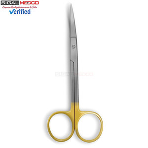 Tijeras de laboratorio de carburo de tungsteno Iris de 4.5 pulgadas con mango curvo de anillo dorado, 5 veces más resistentes, instrumento quirúrgico manual de acero inoxidable, CE - Product Image 6