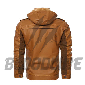 Chaqueta de Motociclista de Cuero Sintético PU Negra para Hombre, Cuello Alto, Forro de Piel Sintética, Cierre de Cremallera, Corte Ajustado, Ropa de Invierno - Product Image 2